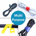 Cable Tie Reusable Black 50 Pack Straps Adjustable Releasable Extension Hook and Loop Tidy Wraps for Headphones HDMI Ethernet Printers Laptops USB Data Cables