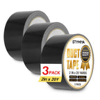 Black Duct Tape Heavy Duty: 3 Rolls 2inch x 20yd Wide Waterproof Outdoor - Strong Adhesive Weather Tapes Repair Bulk - Ductape for Patterns Masking Packing Furniture Kids Craft (3, Matte Black)