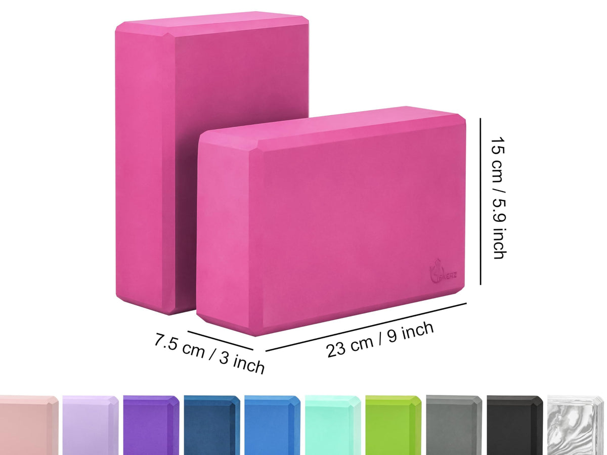 EXERZ Yoga Blocks 2pcs Gym Bricks -Comfortable Fitness Yoga Bricks, Anti-Slip, Lightweight and Travel Friendly Pilates Practice