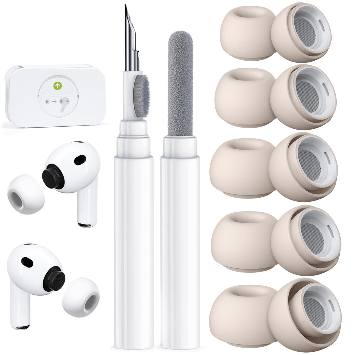 5 Pairs Replacement Ear Tips for AirPods Pro 3 (White)
