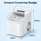 Electactic Portable Ice Maker Countertop,8 Bullet Ice in 6 Mins,2 Ice Size