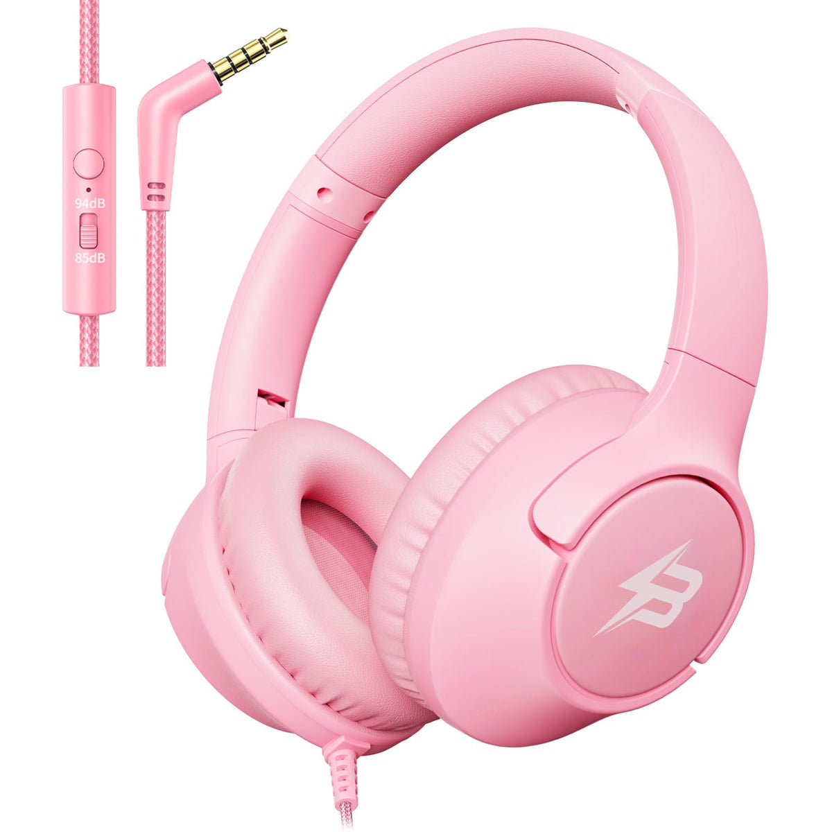 Botesty Sound Kids Headphones Wired for School, 3.5 Plug Safe Volume Purple