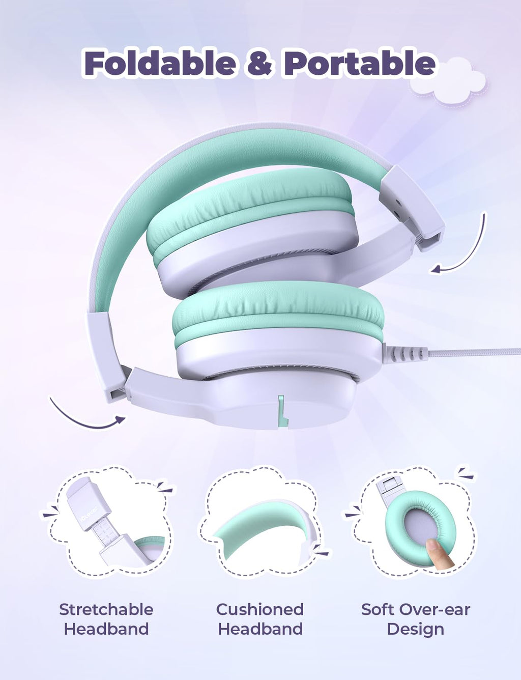 iClever HS19 Kids Headphones with Cord, Toddler Headphones for Boys Girls