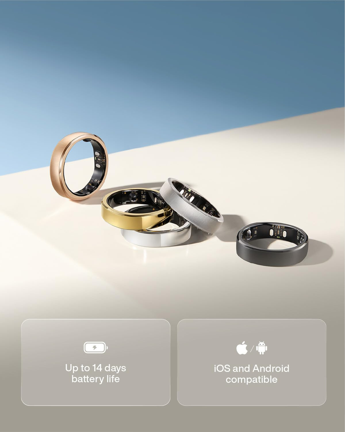 RingConn Gen 3 Smart Ring - Vascular Trends(Size 11, Matte Black)