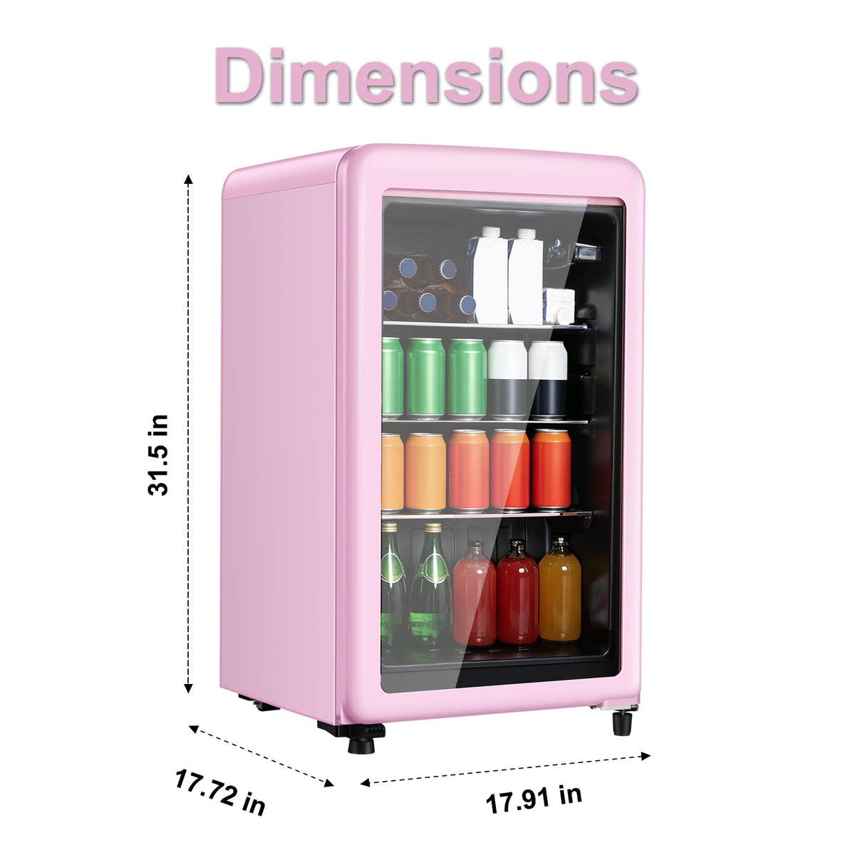 HAILANG 130 Can Retro Beverage Refrigerator, Fridge with Glass Door, White