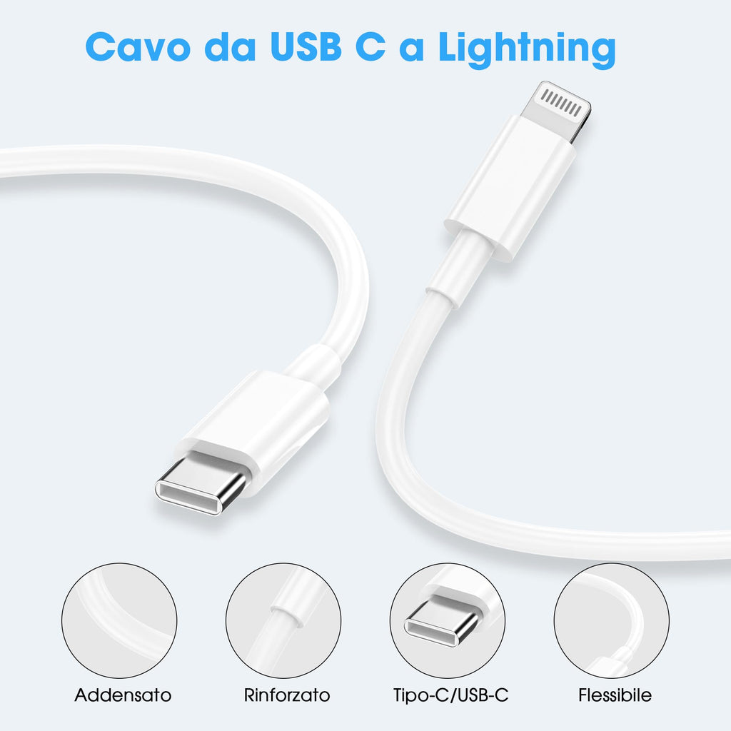 BSTOEM USB C to Lightning Cable, iPhone Charger 2Pack 1M +2M MFi Certified