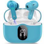 Wireless Earbuds, Bluetooth 5.4 Headphones Bass Stereo/Clear Calls, White