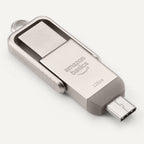 Amazon Basics USB Flash Drive, Thumb Drive Memory Stick with USB C and USB A Dual Ports, 128GB, Champagne Silver