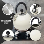 2.5L Stainless Steel Whistling Kettle - Suitable for Fishing, Camping, Hiking, Indoor & Outdoor | Camping Kettle for Gas Stove, Electric Stove, Camp Fire | Lightweight, Fast Boil, Phenolic Handle