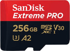 SANDISK Extreme PRO microSD Card + Adapter 256GB, Up to 200MB/s Read Speeds