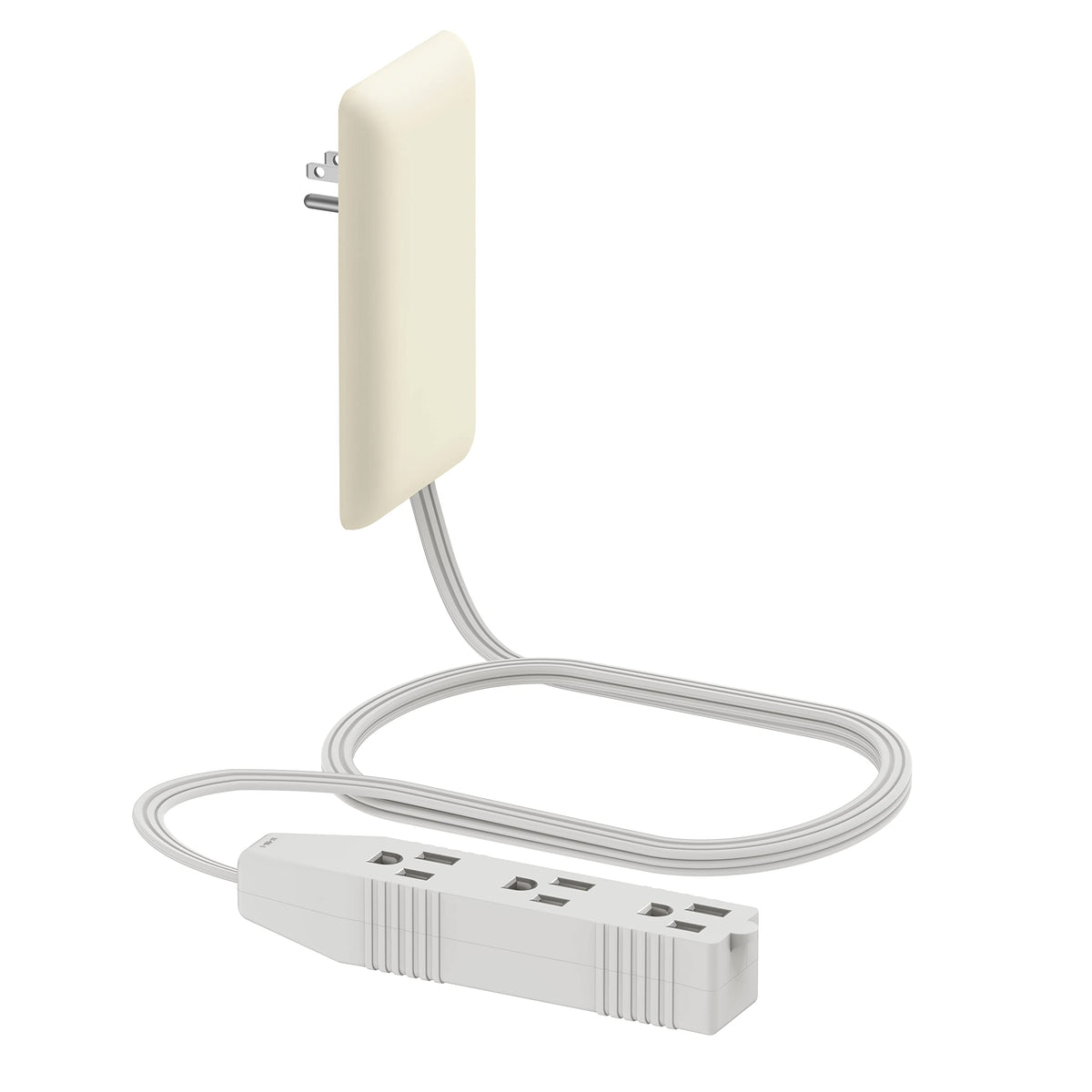 LIDER Flat-Face Outlet Extender, 3 Receptacles, 8ft Cord, 1625W, ETL Listed
