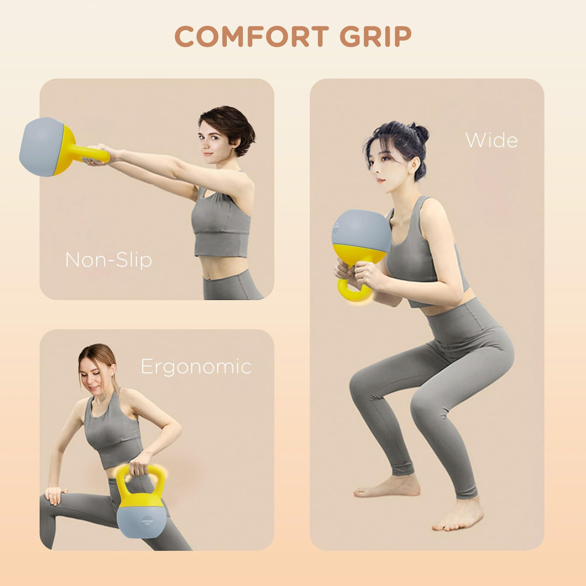 SPORTNOW 4/6/8/10/12kg Soft Kettlebell with Non Slip Handle Grey