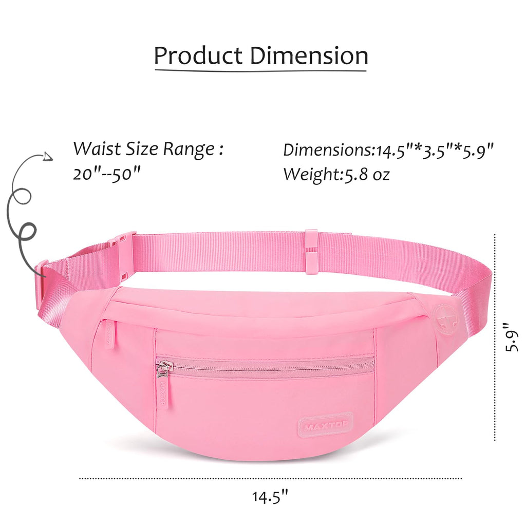 MAXTOP Large Bumbag Waist Fanny Pack Running Belt for Men Women Unisex Bum Bag with Headphone Jack and 4-Zipper Pockets Adjustable Belt for Travel Running Jogging Workout Hiking Gifts All Black