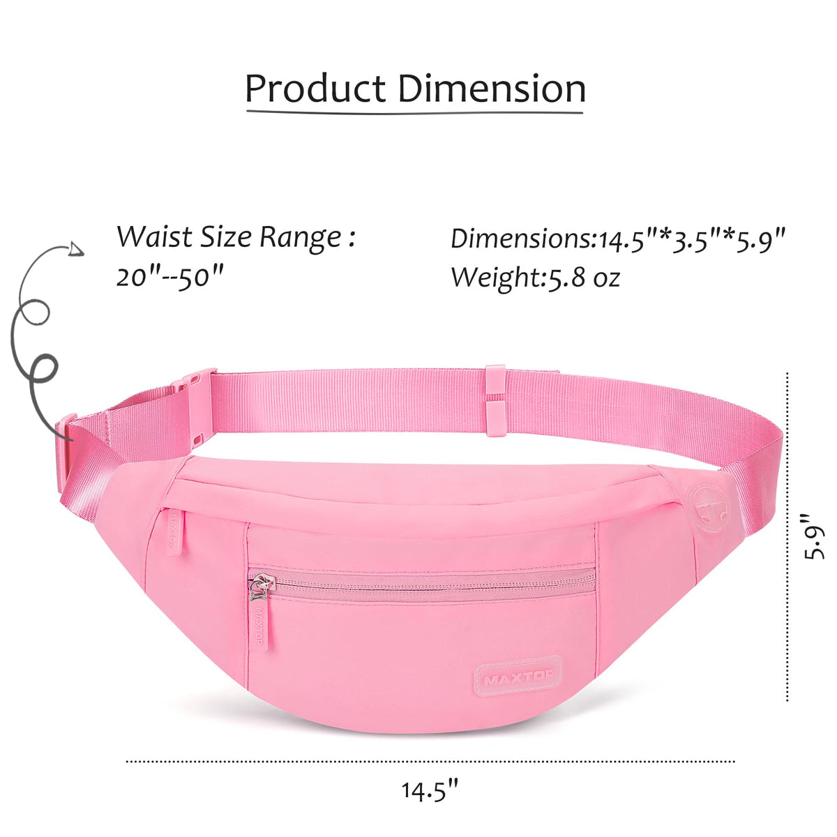 MAXTOP Large Bumbag Waist Fanny Pack Running Belt for Men Women Unisex Bum Bag with Headphone Jack and 4-Zipper Pockets Adjustable Belt for Travel Running Jogging Workout Hiking Gifts All Black
