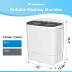 INTERGREAT Portable Washer and Dryer, 25lbs Mini Small Washing Machine Combo with Spin Dryer, Compact Twin Tub Laundry Washer Machine for Apartments, Dorm, Rv, Camping, Blue