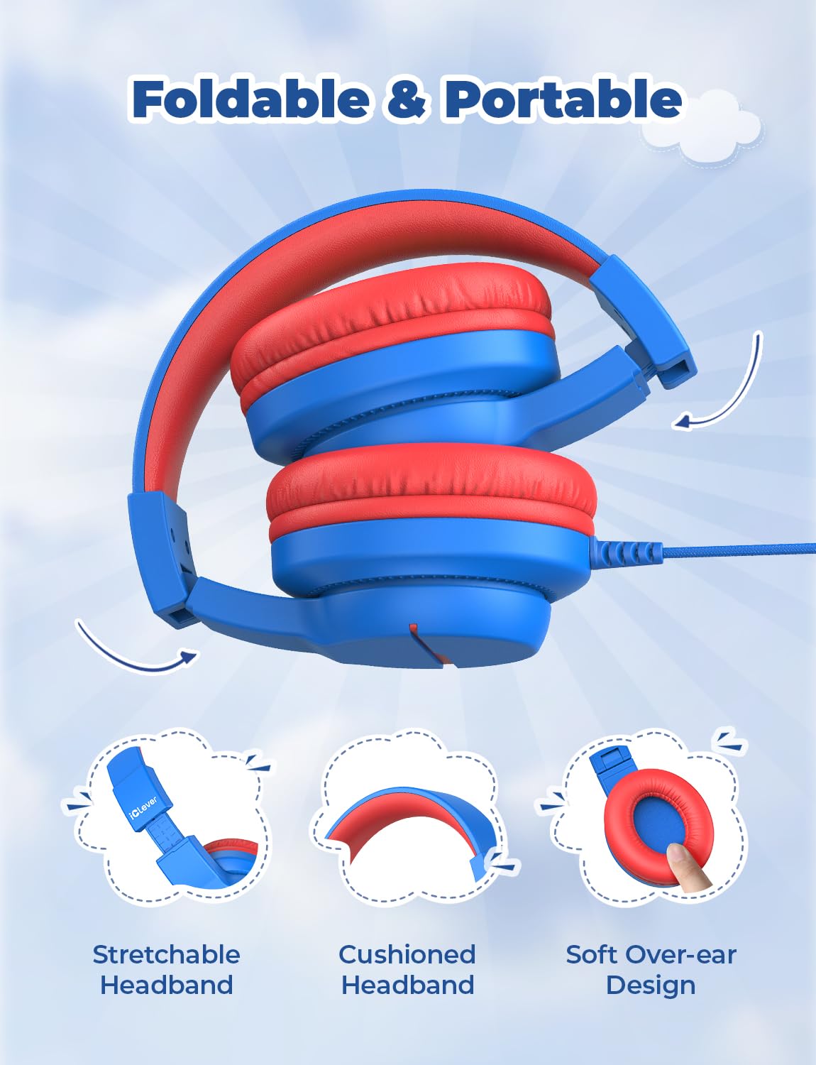 iClever HS19 Kids Headphones with Cord, Toddler Headphones for Boys Girls