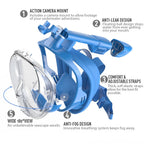 G2RISE SN01 Full Face Snorkel Mask with Detachable Camera Mount, Anti-Fog and Foldable Design, Advanced Breathing System for a Safe Adults/Kids Snorkeling Experience