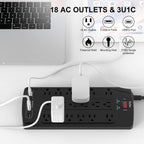 Yintar 6Ft Surge Protector Power Strip with 8 Outlets and 4 USB Ports
