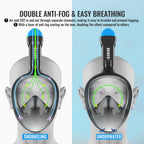 G2RISE SN01 Full Face Snorkel Mask with Detachable Camera Mount, Anti-Fog and Foldable Design, Advanced Breathing System for a Safe Adults/Kids Snorkeling Experience