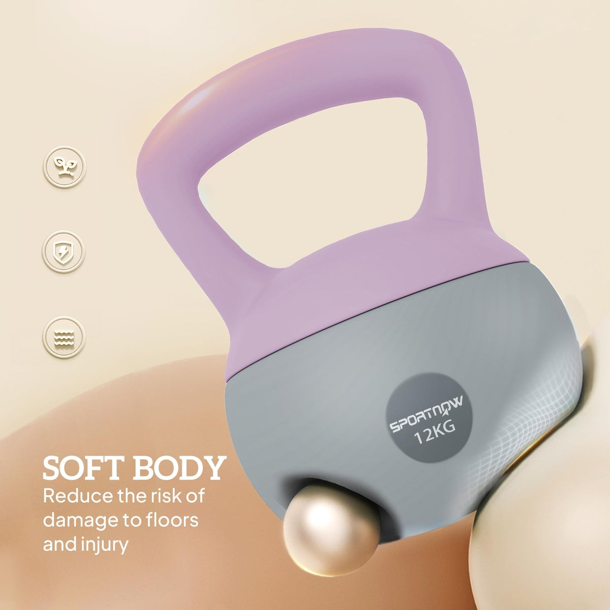 SPORTNOW 4/6/8/10/12kg Soft Kettlebell with Non Slip Handle Grey