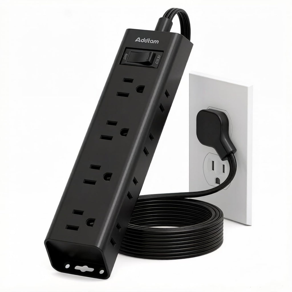 Flat Plug Power Strip, Ultra Thin Flat Extension Cord - 12 Outlets 3 Sides