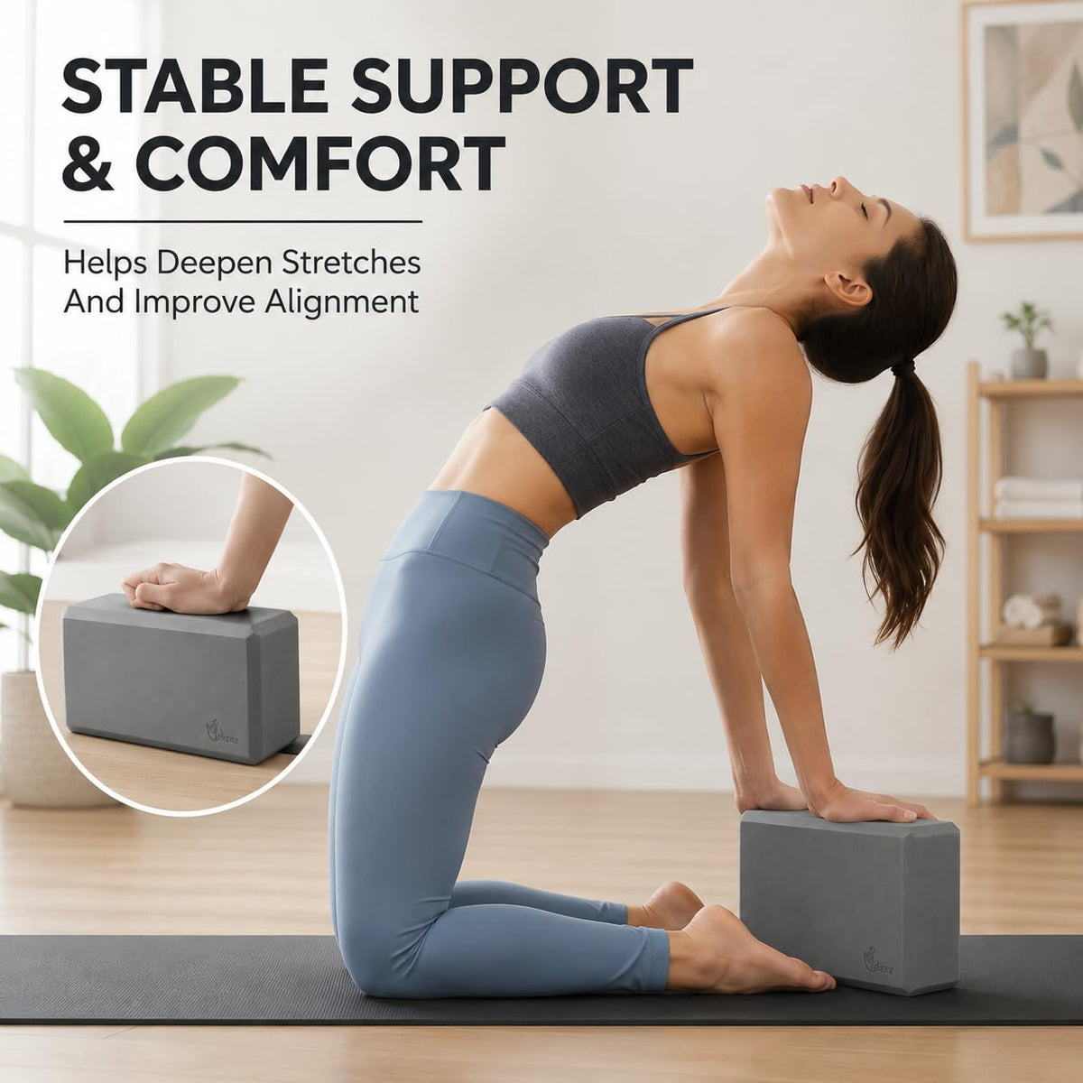 EXERZ Yoga Blocks 2pcs Gym Bricks -Comfortable Fitness Yoga Bricks, Anti-Slip, Lightweight and Travel Friendly Pilates Practice