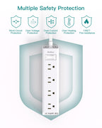 Flat Plug Power Strip, Ultra Thin Flat Extension Cord - 12 Outlets 3 Sides