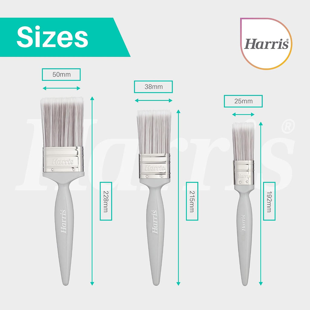 Harris Essentials Walls & Ceilings Paint Brushes, 3 Brush Pack, 1", 1.5", 2"