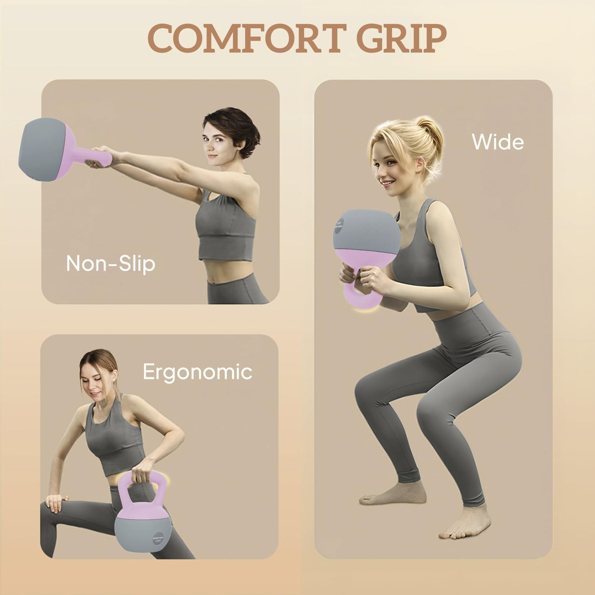 SPORTNOW 4/6/8/10/12kg Soft Kettlebell with Non Slip Handle Grey
