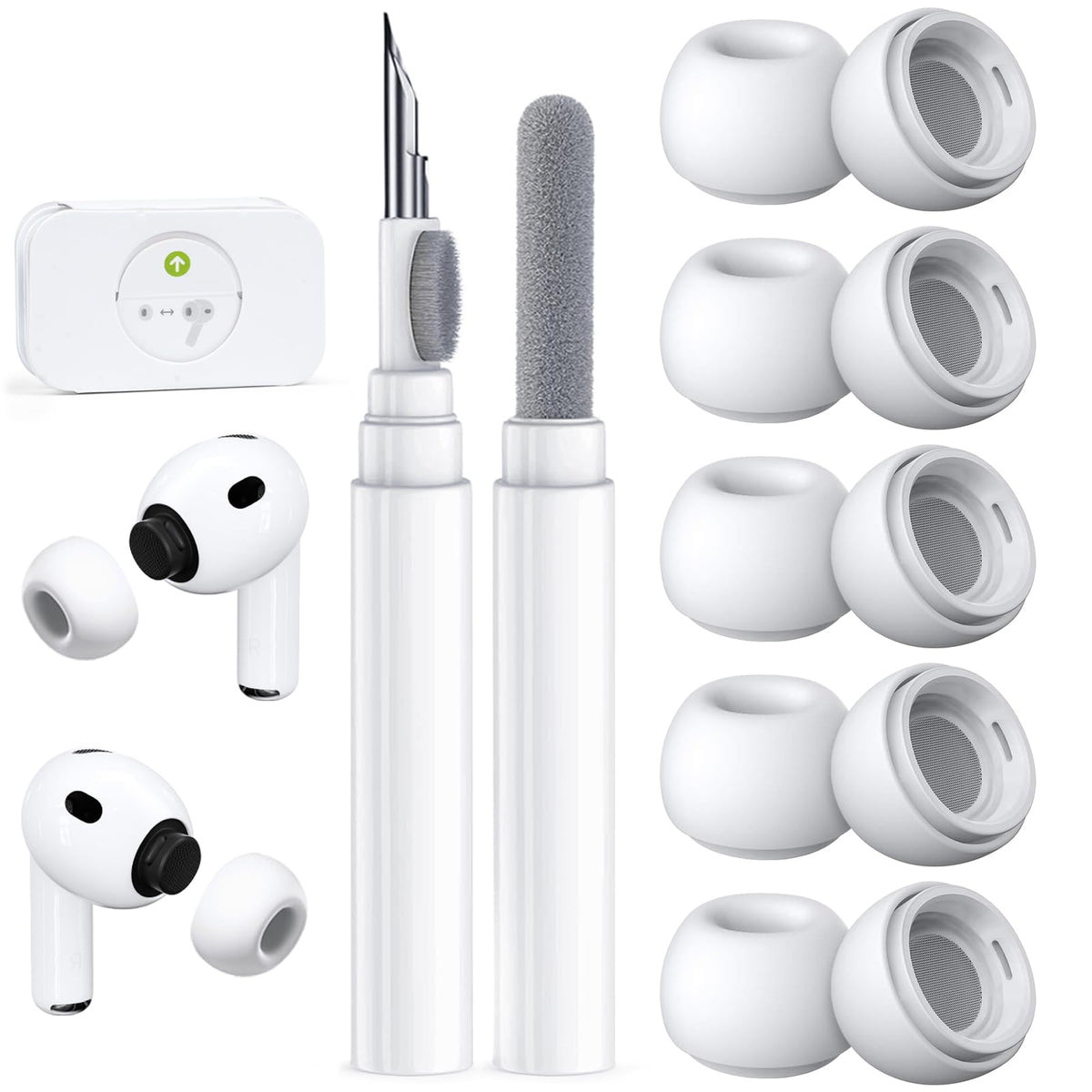 5 Pairs Replacement Ear Tips for AirPods Pro 3 (White)