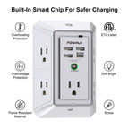 Multi Plug Wall Outlet Night Light, POWRUI 6 Outlet Extender & 3 USB Ports