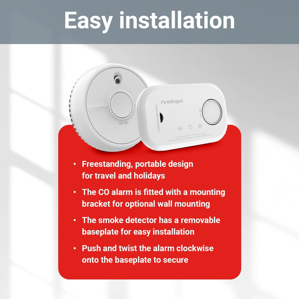 FireAngel FA6813 Portable Carbon Monoxide Detector/Alarm, 10 Year CO Alarm