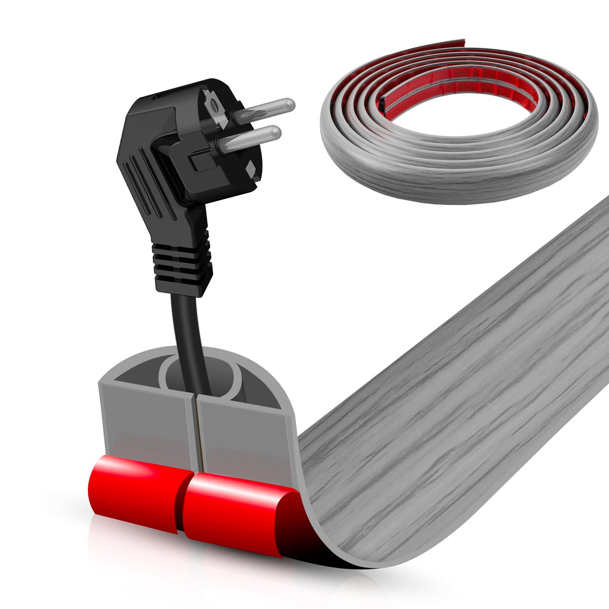 Floor Cord Cover Self Adhesive Cord Hider,3.3FT Cable Management, Extension Strip Protector for Wires, Prevent Cable Trips for Offices, Gyms, Exhibitions Cavity:0.3"(W) x 0.28"(H) Brown Wood