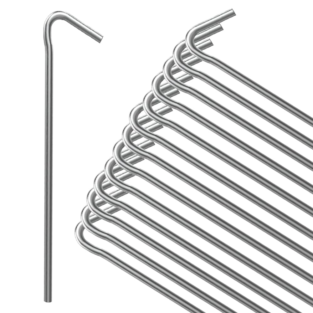 ANSIO® Tent Pegs Pack of 10 Galvanised Metal Pegs 4mm x 9inch Ground Stakes