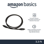 Amazon Basics Toslink Digital Optical Audio Fiber Optic Cable, Multi-Channel, for Sound Bar, Audio System, Home Theatre, Game Console, Blu-Ray Player, Gold-Plated Connectors, 6 Foot, Black