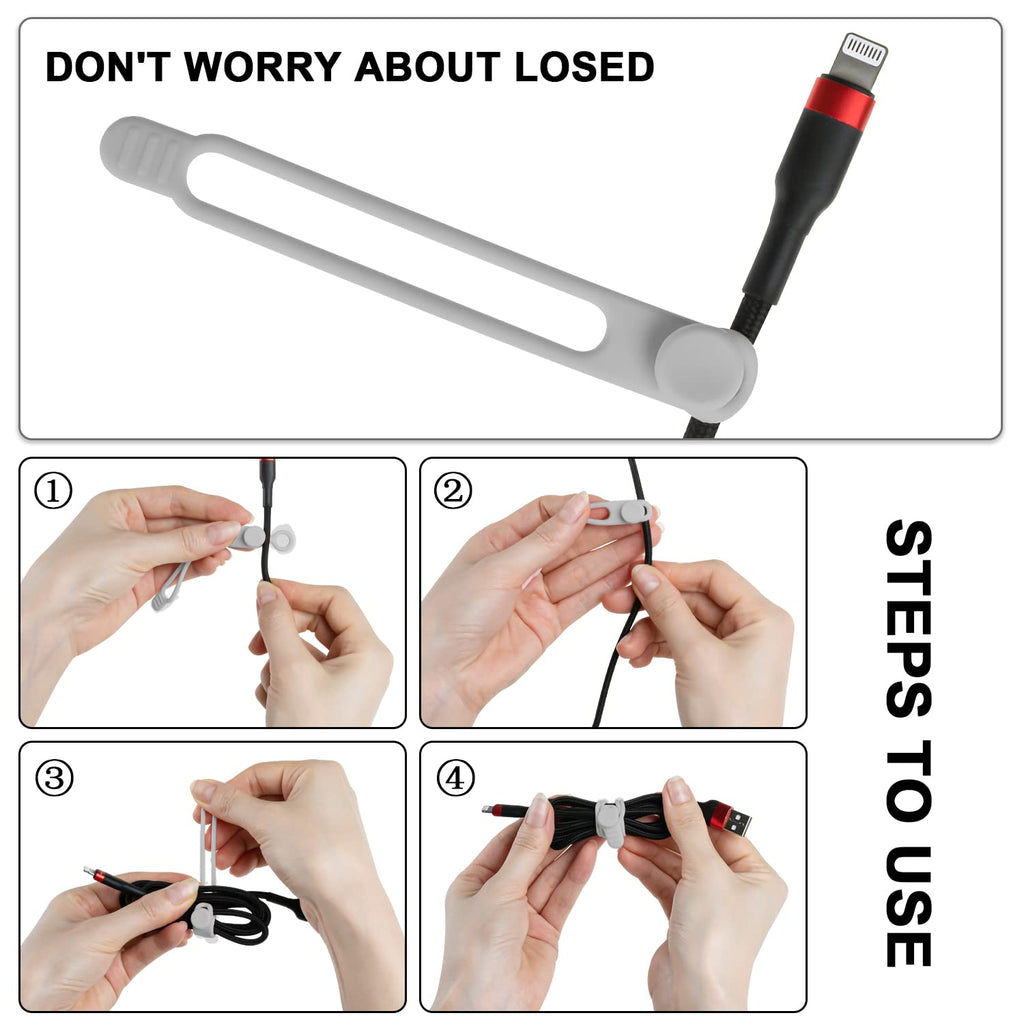 24Pcs Silicone Cable Ties, Cord Organizer Cable Management-Multi