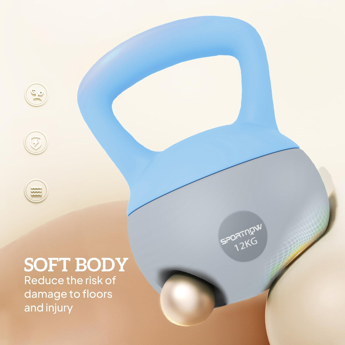 SPORTNOW 4/6/8/10/12kg Soft Kettlebell with Non Slip Handle Grey