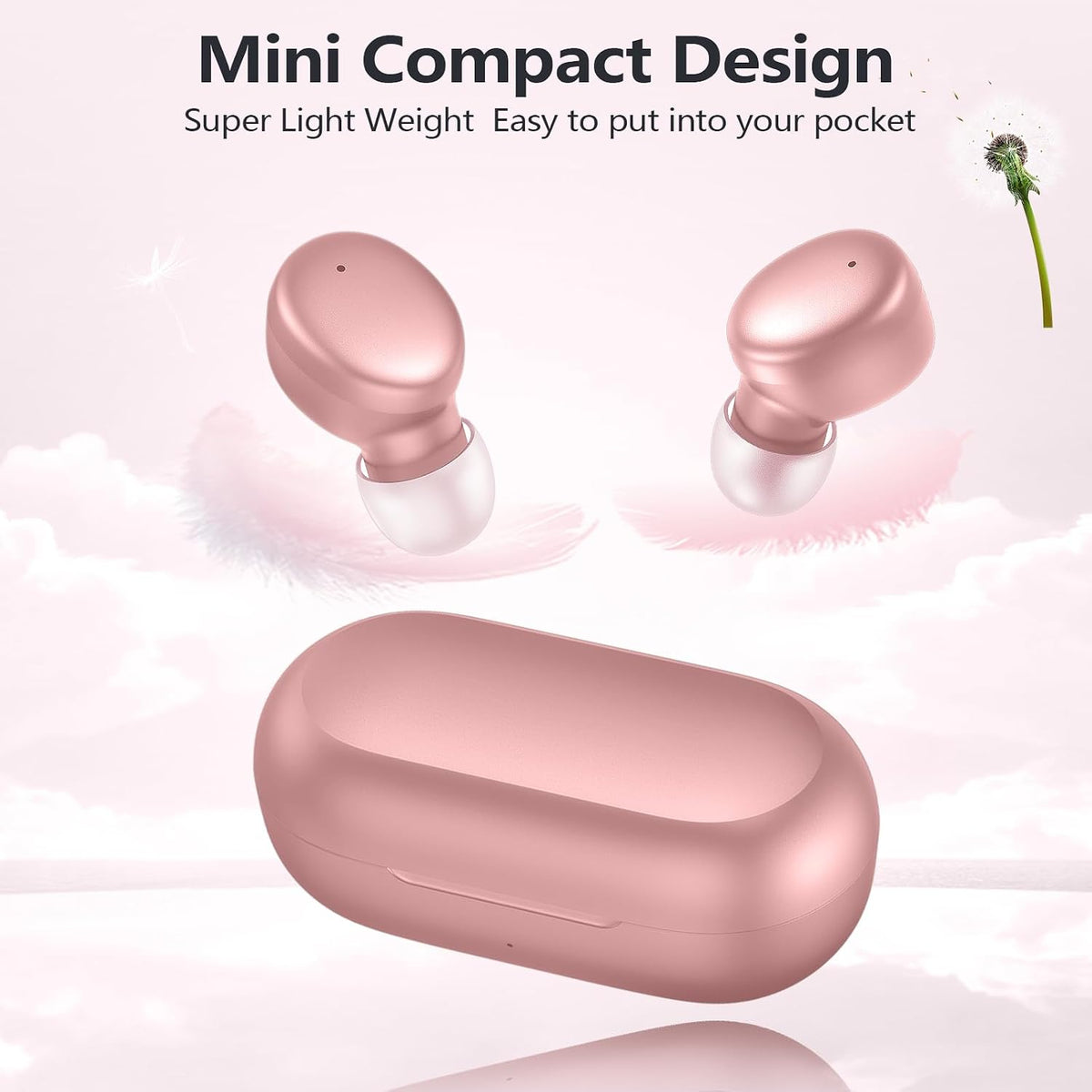 MOZOTER Mini Wireless Earbuds Bluetooth 5.3 in Ear Headphones Headsets