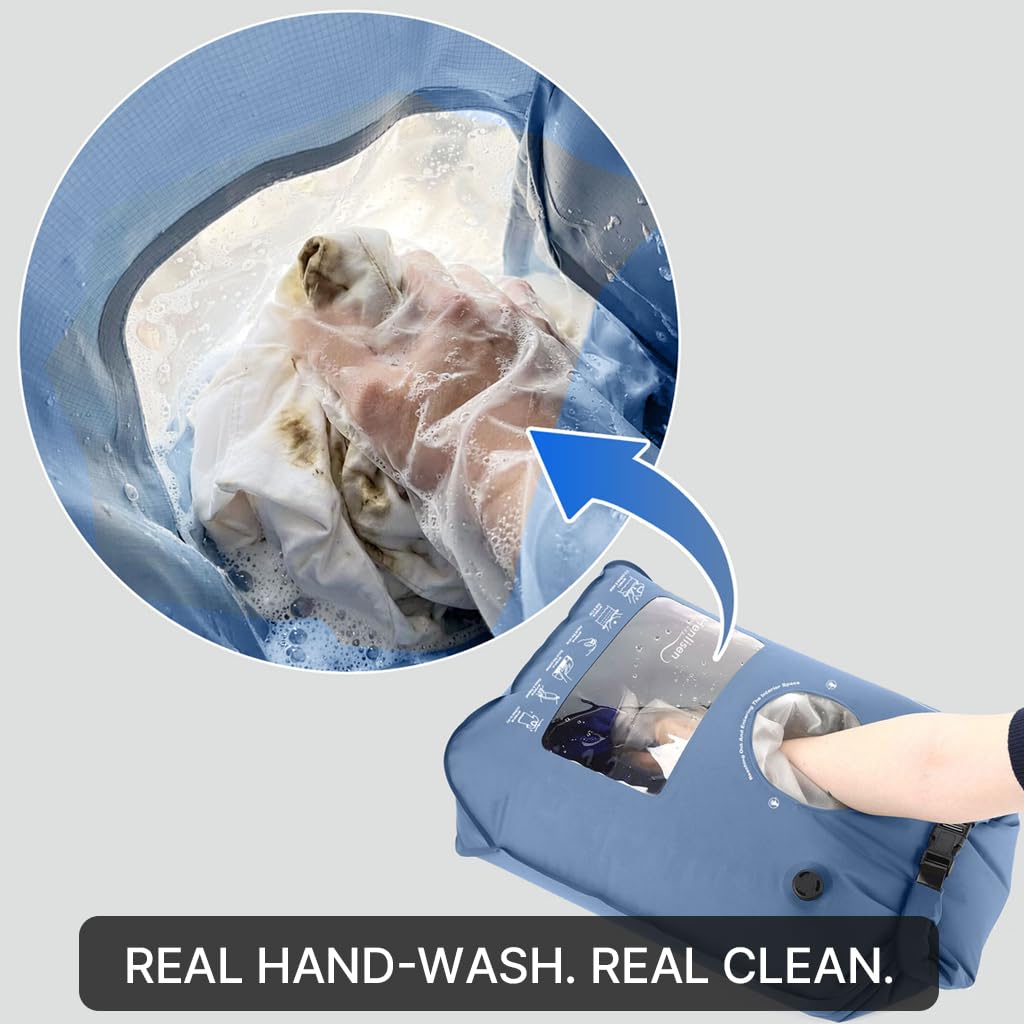 Portable Washing Bag Hand Wash Bag Travel Manual Washer RV Laundry Solution