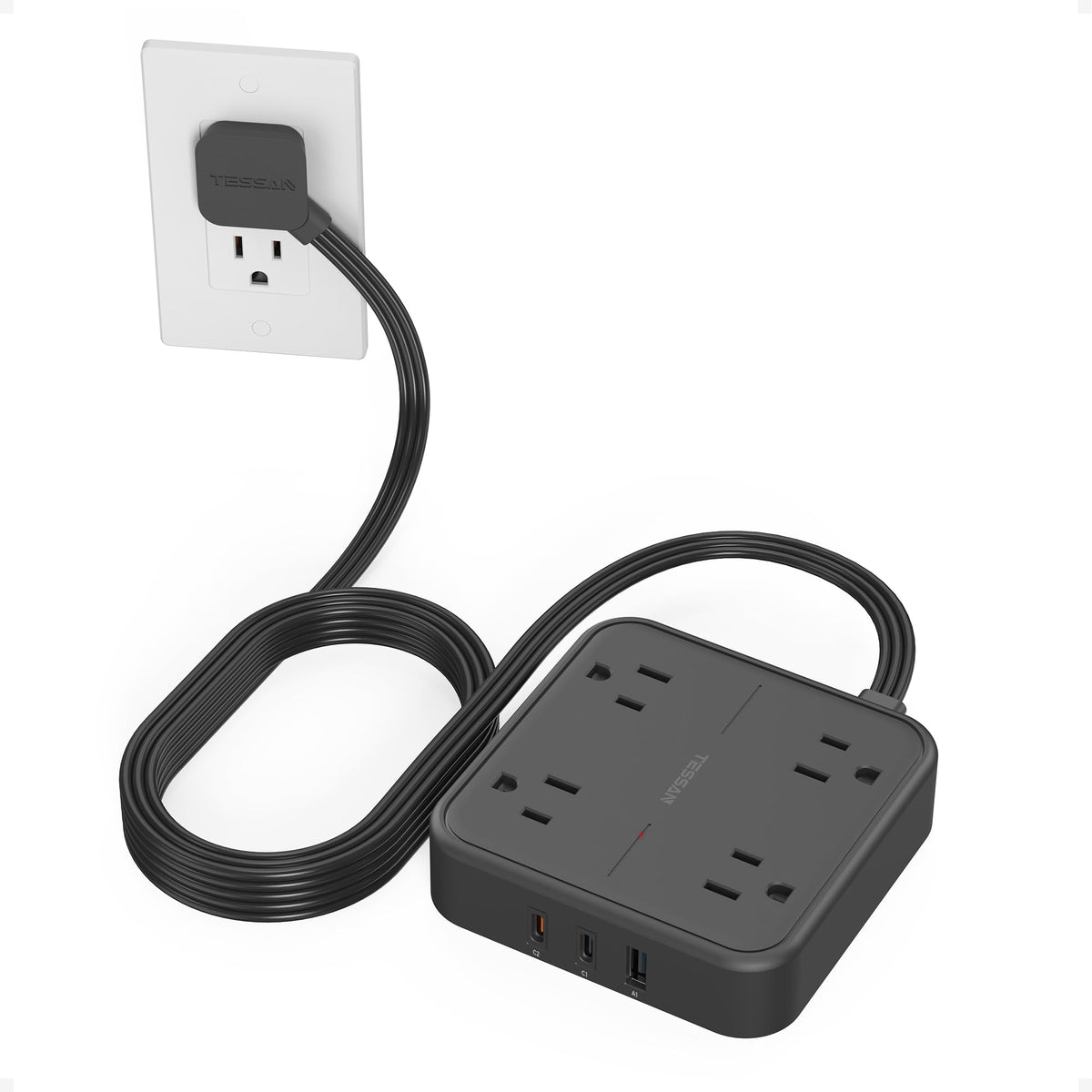 TESSAN PD 20W Surge Protector Extension Cord 5Ft, Flat Plug Power Strip