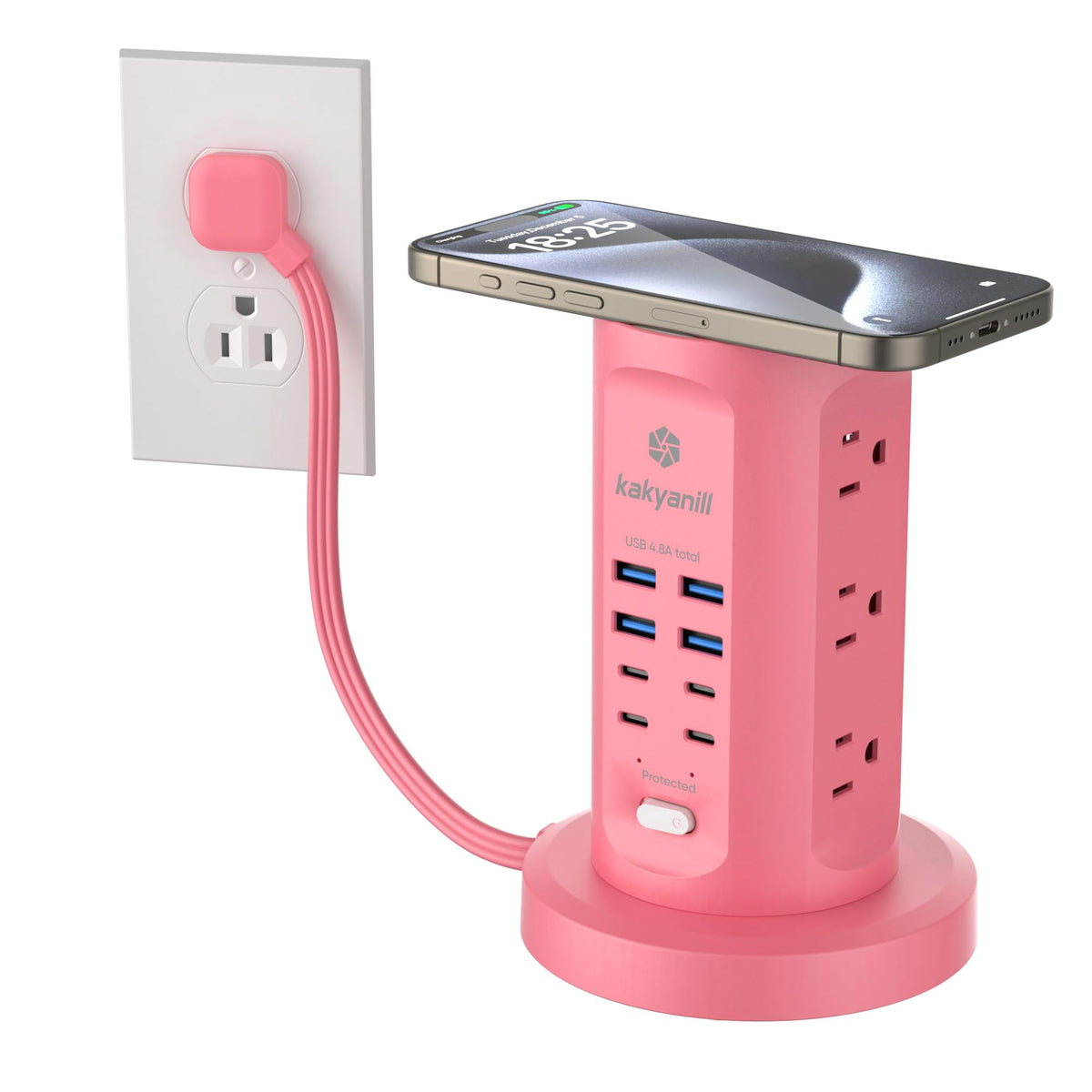 Power Strip Tower, kakyanill PD 65W Charging Station 9 AC Outlets 8 USB