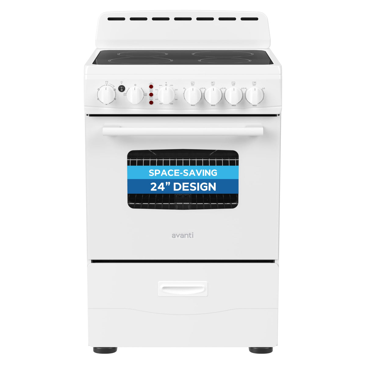 Avanti 20-Inch Freestanding Electric Range with Ceramic Glass Cooktop, in Black (CERU200P1B)
