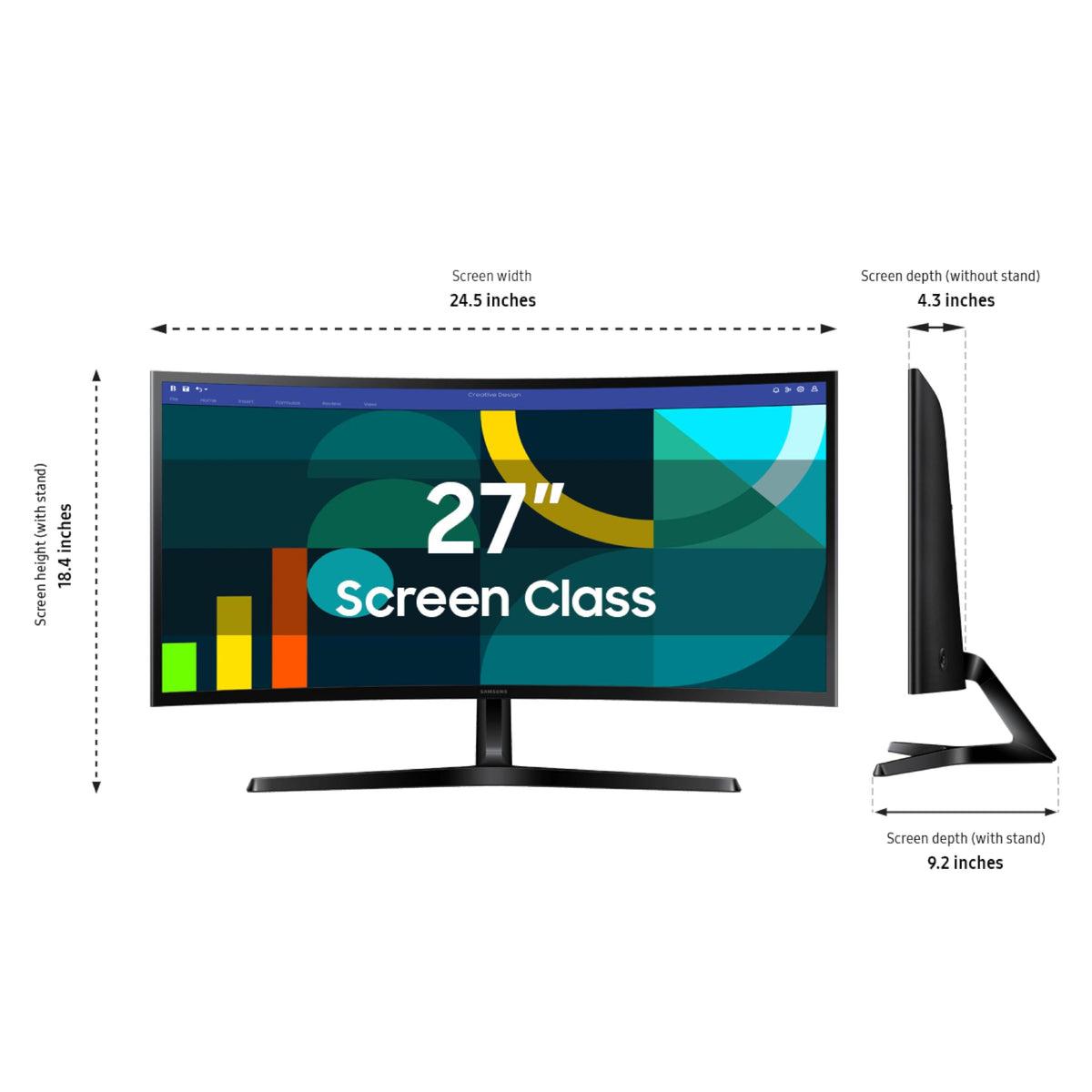 Samsung 24" Essential S3 (S36GD) Series FHD 1800R Curved Computer Monitor