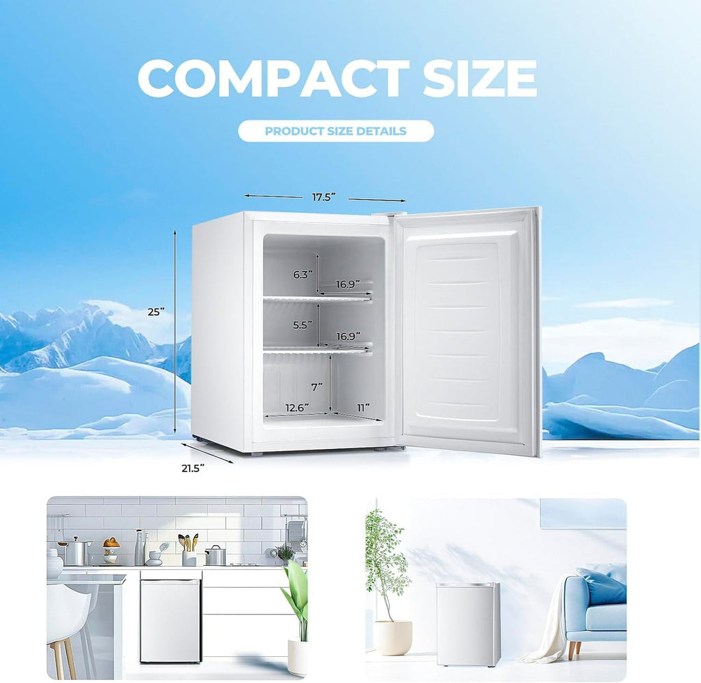 Electactic 3.2 Cu.ft Small Freezer, Mini Upright Freezer, White