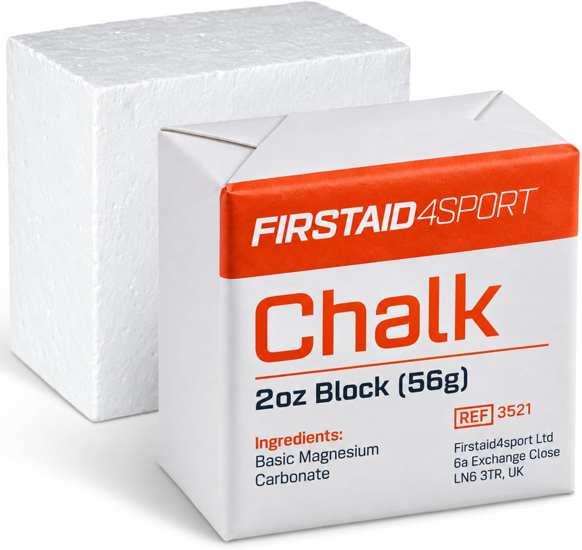 Firstaid4sport Professional 2oz White Chalk Block for Enhanced Grip - Moisture-Absorbing Magnesium Carbonate for Climbing, Weightlifting & Gymnastics - Reduces Hand Friction & Improves Performance