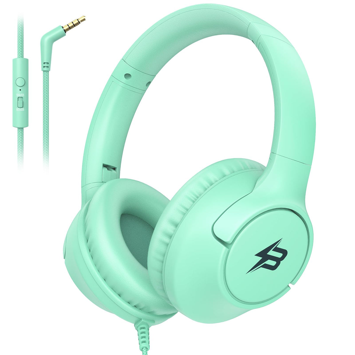 Botesty Sound Kids Headphones Wired for School, 3.5 Plug Safe Volume Purple