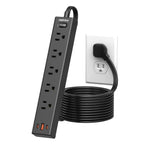 6FT Surge Protector Power Strip, 1700J, 5AC&1A2C, Flat Plug Extension Cord