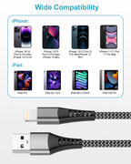 iPhone Charger Cable 2M 2Pack[Apple MFi Certified], USB to Lightning Cable 2M Nylon iPhone Cables Fast Charging for Apple iPhone 14 13 12 Pro Max XR XS 8 7 6 5 SE iPad