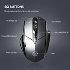 INPHIC Wireless Mouse Rechargeable, [Battery Level Visible], Silent Click USB 2.4G Cordless Mouse for Laptop PC Computer Tablets, 6 Buttons, 2400DPI 4 Adjustment Levels, Black