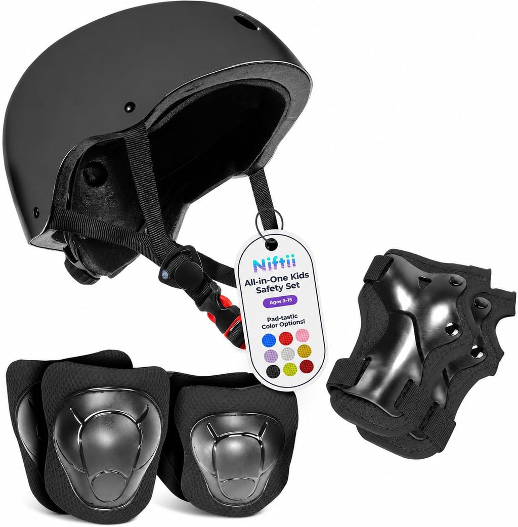 Niftii Bike Helmet & Pads Set for Kids - Cycling Skateboard Ages 3-15